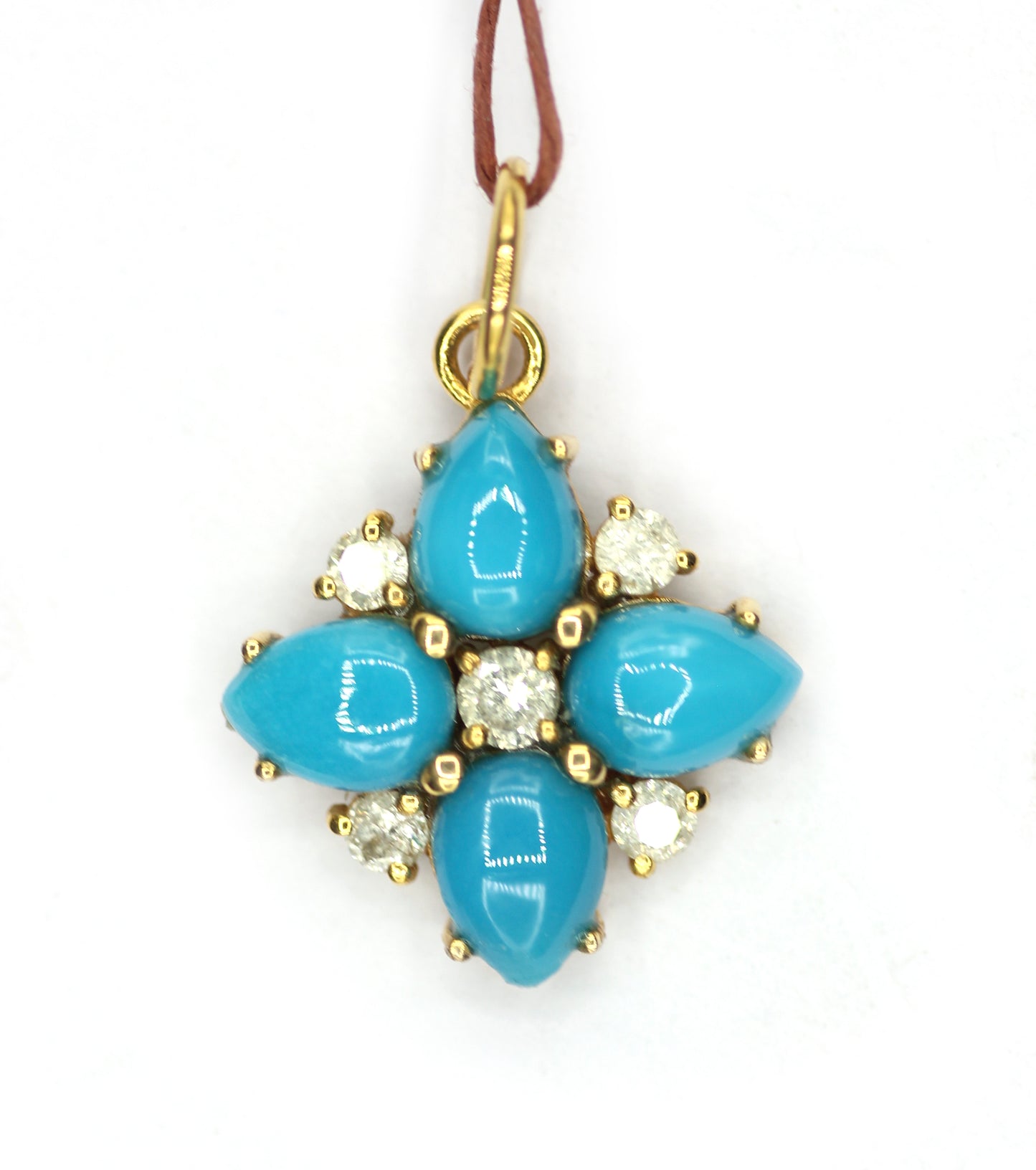 Turquoise 14k Solid Gold Diamond Pendant
