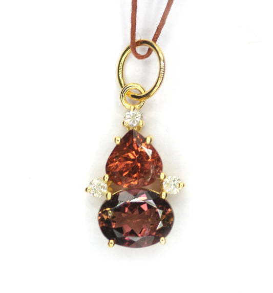 Tourmaline 14k Solid Gold Diamond Pendant