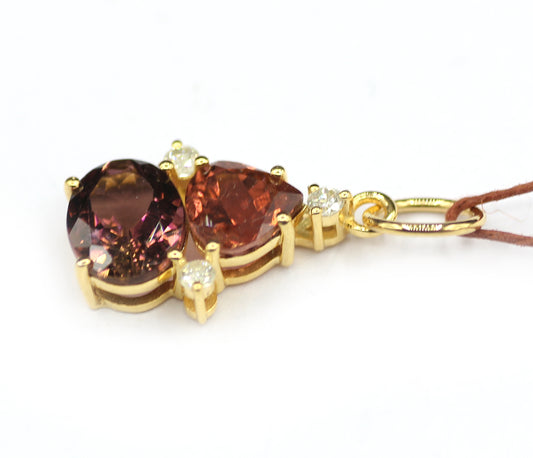 Tourmaline 14k Solid Gold Diamond Pendant