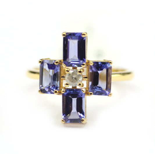 Tanzanite 14k Solid Gold Diamond Rings