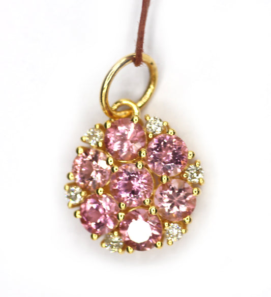 Tourmaline 14k Solid Gold Diamond Pendant
