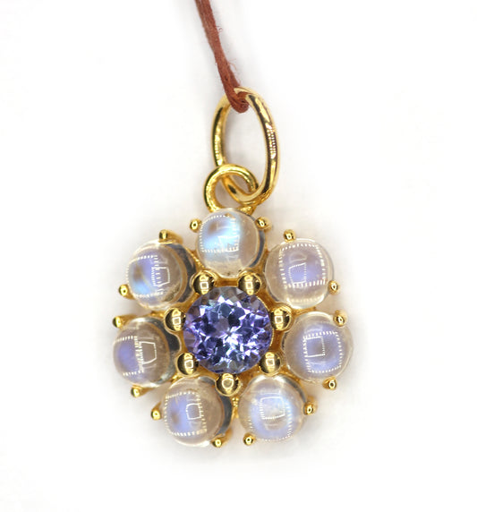 Tanzanite 14k Solid Gold Pendant With Rainbow Stone