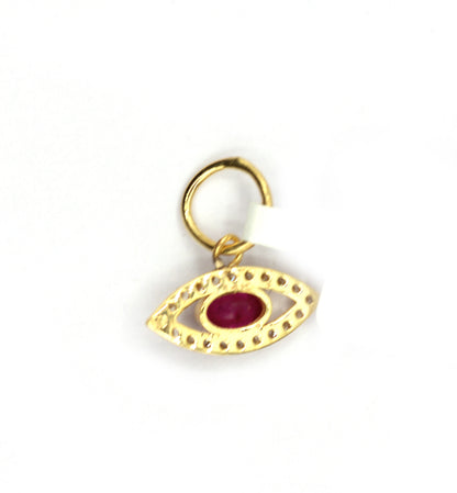 Evil Eye 14k Solid Gold Diamond Pendants With Ruby Stone