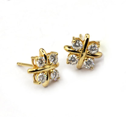 14k Solid Gold Diamond Stud Earring