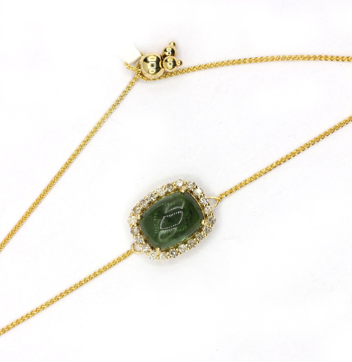 14k Solid Gold Diamond Bracelets With Green Tourmaline Stone