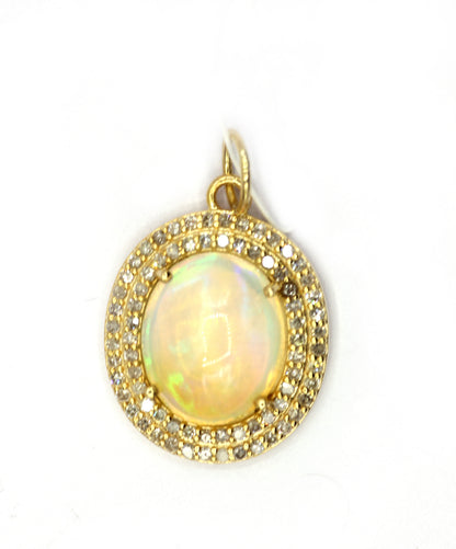 Oval 14k Solid Gold Diamond Pendants