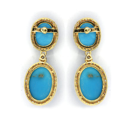 Turquoise 14k Gold Diamond Earring