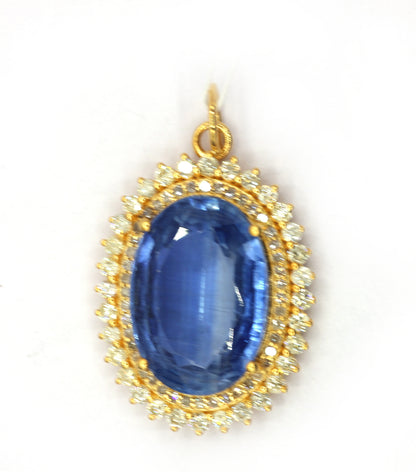 Oval 14k Solid Gold Diamond Pendants
