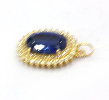 Oval 14k Solid Gold Diamond Pendants