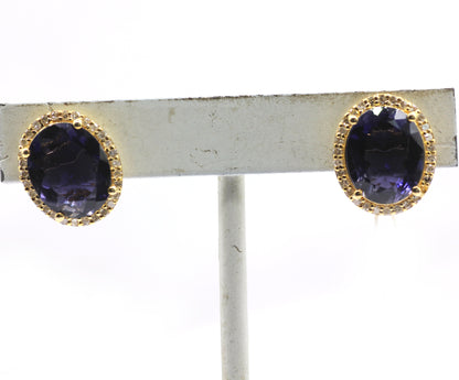 Oval 14k Gold Diamond  Stud Earring
