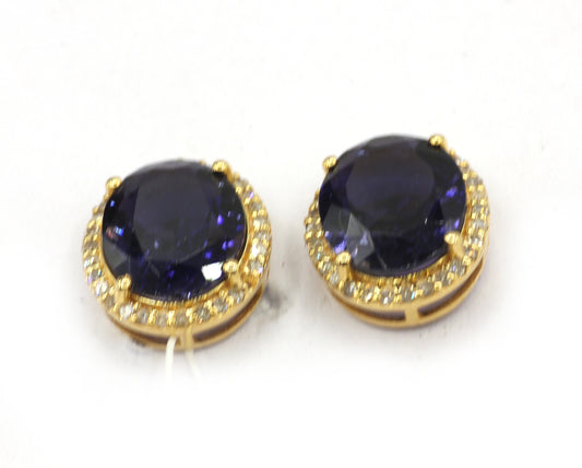 Oval 14k Gold Diamond  Stud Earring