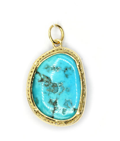 Turquoise 14k Solid Gold Diamond Pendants