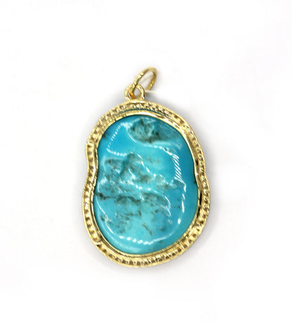 Turquoise 14k Solid Gold Diamond Pendants