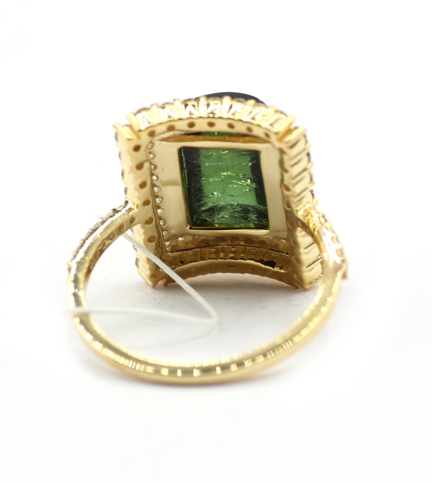 Green Tourmaline 14k Solid Gold Diamond Rings.