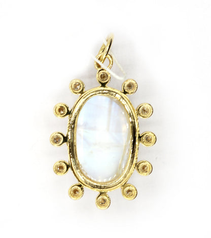 Oval 14k Solid Gold Diamond Pendants