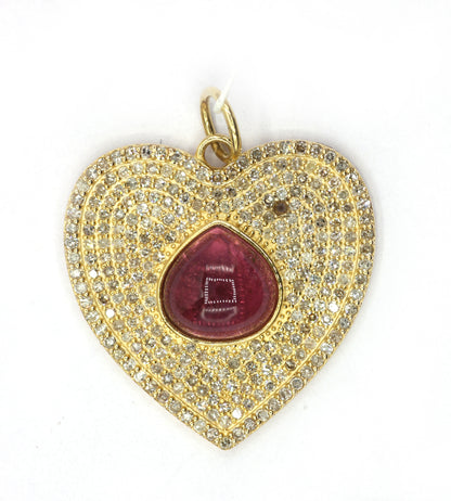 Heart 14k Solid Gold Diamond Pendants