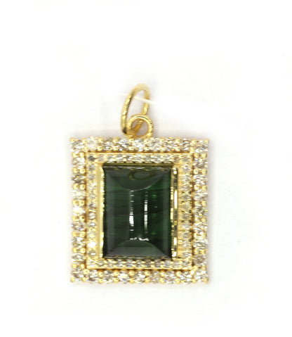 Rectangle 14k Solid Gold Diamond Pendants