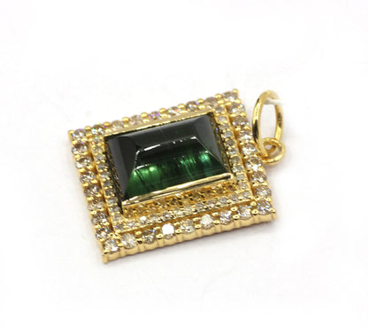 Rectangle 14k Solid Gold Diamond Pendants