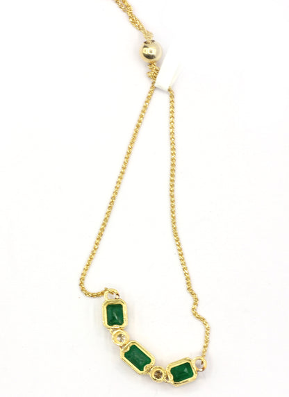 14k Solid Gold Diamond Bracelets With Emerald Stone