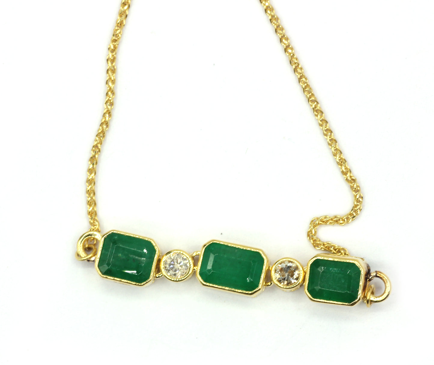 14k Solid Gold Diamond Bracelets With Emerald Stone