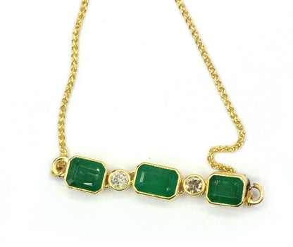 14k Solid Gold Diamond Bracelets With Emerald Stone