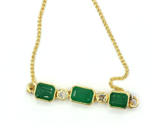 14k Solid Gold Diamond Bracelets With Emerald Stone