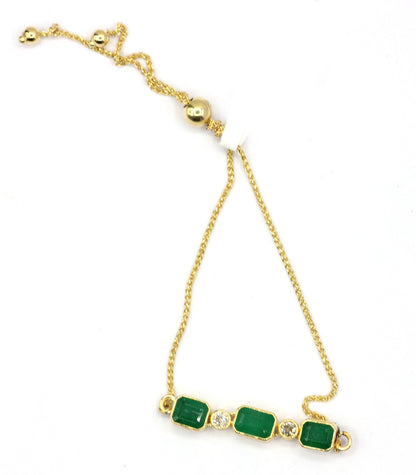 14k Solid Gold Diamond Bracelets With Emerald Stone