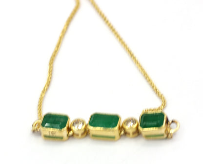 14k Solid Gold Diamond Bracelets With Emerald Stone