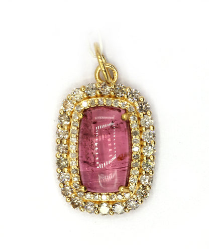 Oval 14k Solid Gold Diamond Pendants
