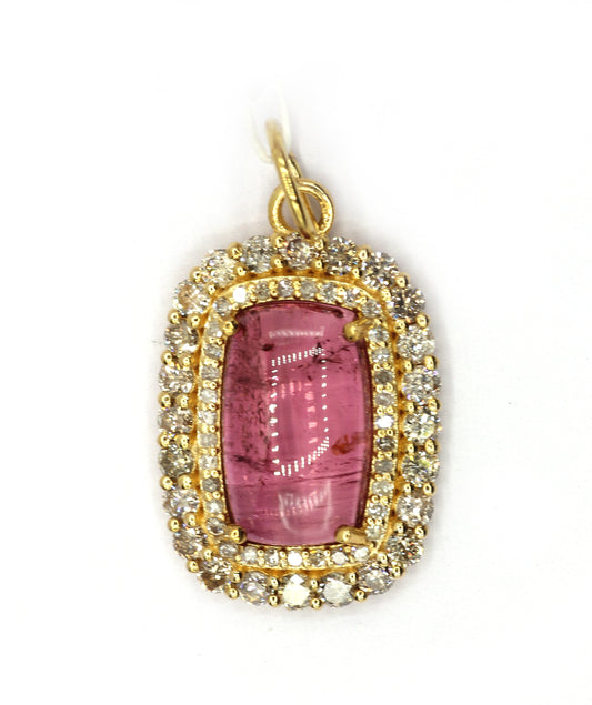Oval 14k Solid Gold Diamond Pendants