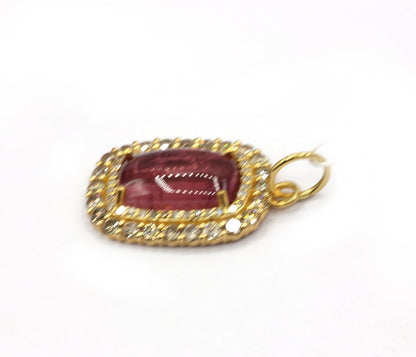 Oval 14k Solid Gold Diamond Pendants