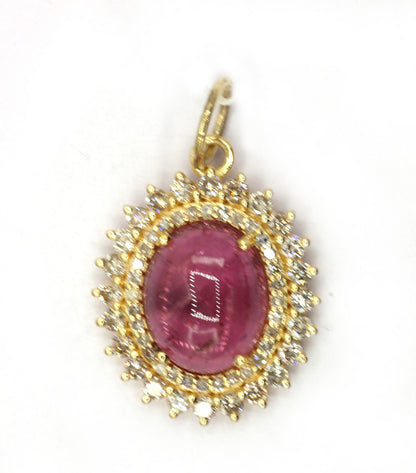 Oval 14k Solid Gold Diamond Pendants
