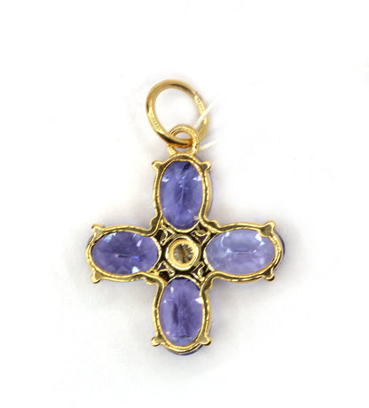 Flower 14k Solid Gold Diamond Pendants