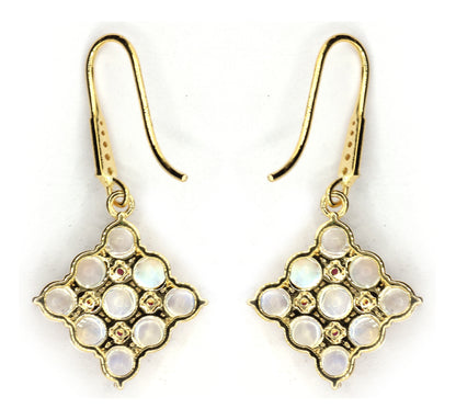 Moonstone 14k Gold Diamond Earring