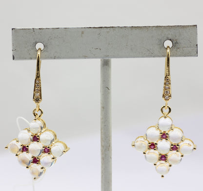 Moonstone 14k Gold Diamond Earring