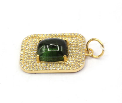 Rectangle 14k Solid Gold Diamond Pendants