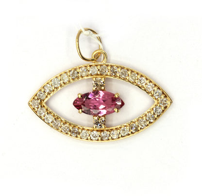 Evil Eye 14k Solid Gold Diamond Pendants