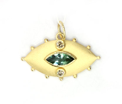 Evil Eye 14k Solid Gold Diamond Pendants