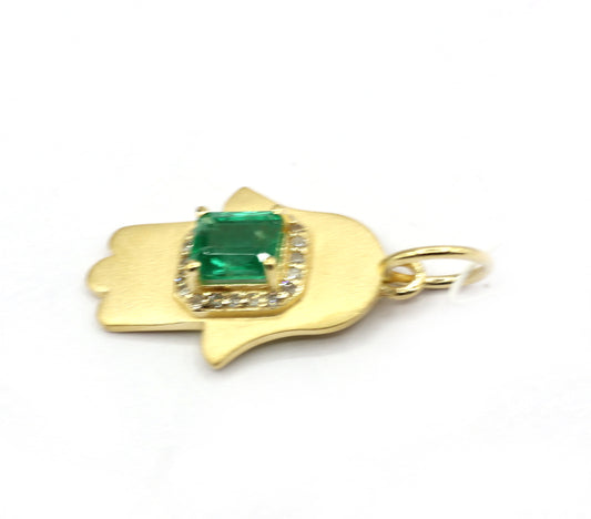 Hamsa Hand 14k Solid Gold Diamond Pendants
