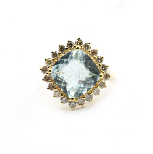 Blue Topaz 14k Solid Gold Diamond Rings.