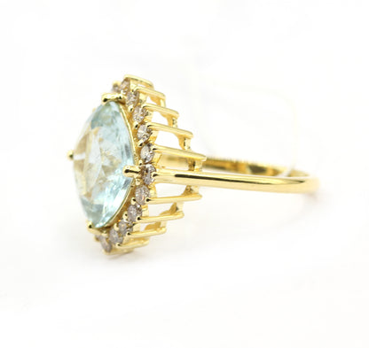 Blue Topaz 14k Solid Gold Diamond Rings.