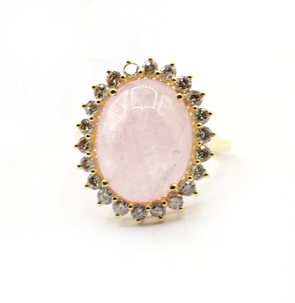 Morganite 14k Solid Gold Diamond Rings.