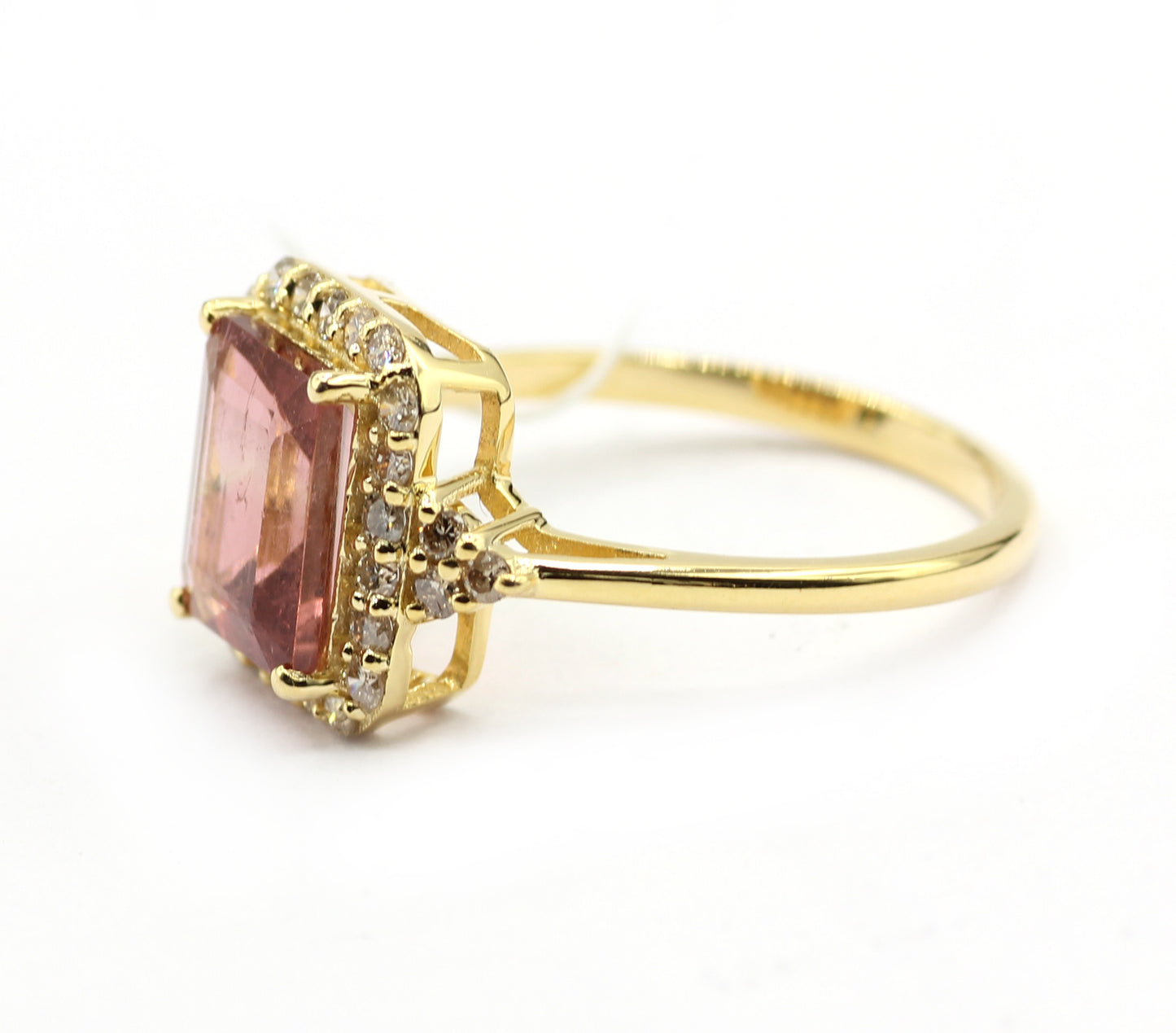 Pink Tourmaline 14k Solid Gold Diamond Rings.