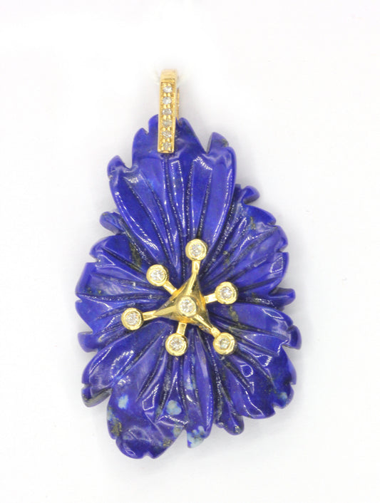 Lapis 14k Solid Gold Diamond Pendants