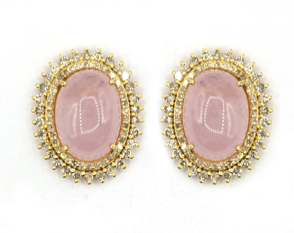 Oval 14k Gold Diamond Stud Earring