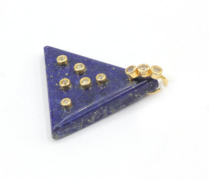 Lapis 14k Solid Gold Diamond Pendants