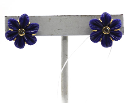 Flower 14k Gold Diamond Stud Earring