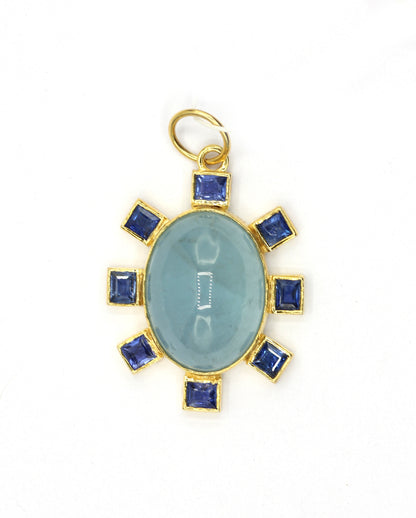 Oval 14k Solid Gold Diamond Pendants