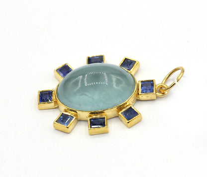 Oval 14k Solid Gold Diamond Pendants