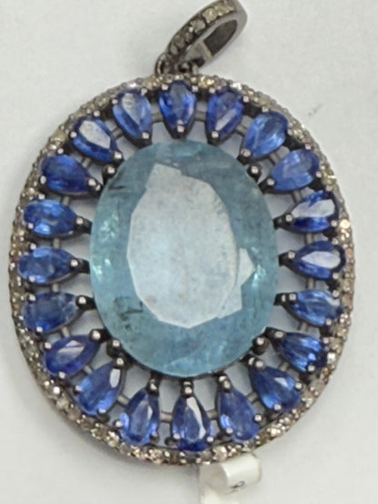 Stone Silver Pave Diamond Pendant